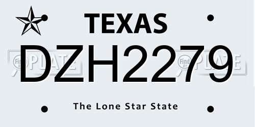 DZH2279 Texas License Plate