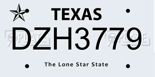 DZH3779 Texas License Plate