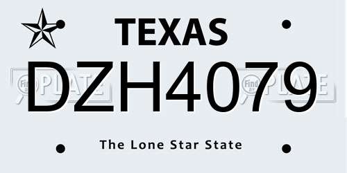 DZH4079 Texas License Plate