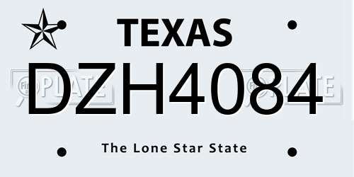 DZH4084 Texas License Plate