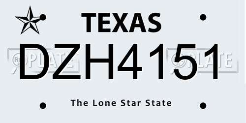 DZH4151 Texas License Plate