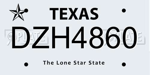DZH4860 Texas License Plate