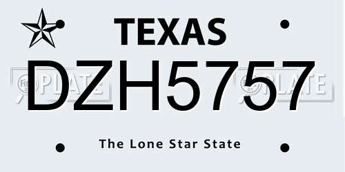 DZH5757 Texas License Plate
