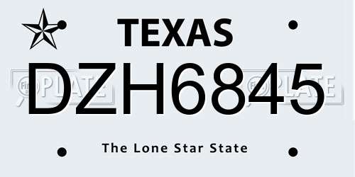 DZH6845 Texas License Plate