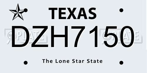 DZH7150 Texas License Plate