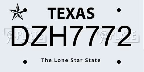 DZH7772 Texas License Plate