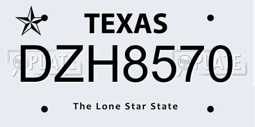 DZH8570 Texas License Plate