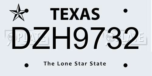DZH9732 Texas License Plate