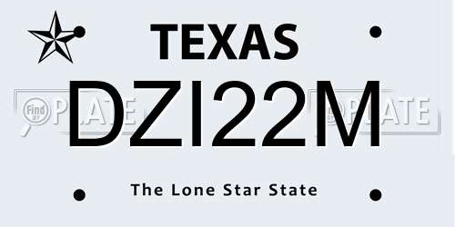 DZI22M Texas License Plate
