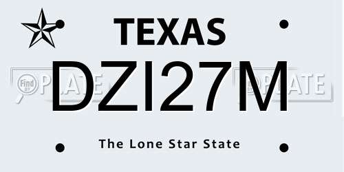DZI27M Texas License Plate