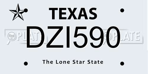 DZI590 Texas License Plate