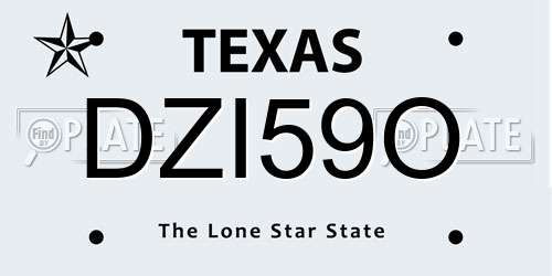 DZI59O Texas License Plate