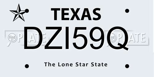 DZI59Q Texas License Plate