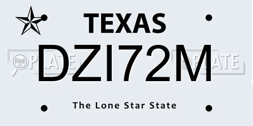 DZI72M Texas License Plate