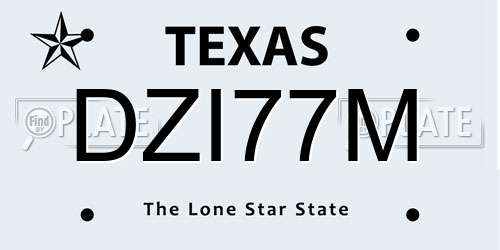 DZI77M Texas License Plate