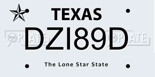 DZI89D Texas License Plate