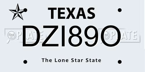 DZI89O Texas License Plate