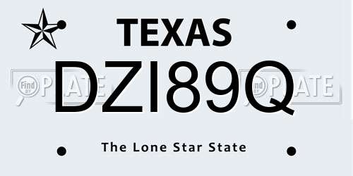 DZI89Q Texas License Plate