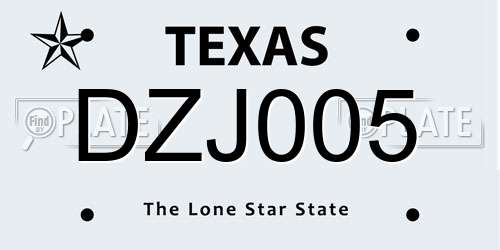 DZJ005 Texas License Plate