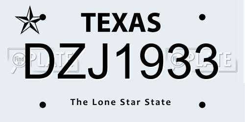DZJ1933 Texas License Plate
