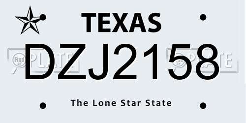 DZJ2158 Texas License Plate