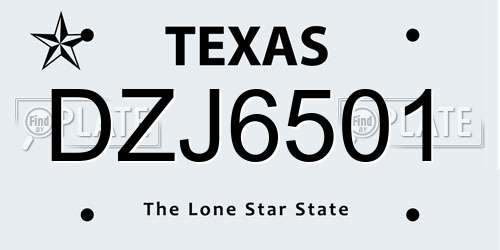 DZJ6501 Texas License Plate