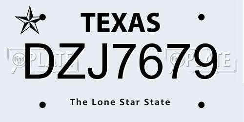 DZJ7679 Texas License Plate