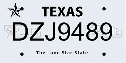 DZJ9489 Texas License Plate