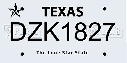 DZK1827 Texas License Plate