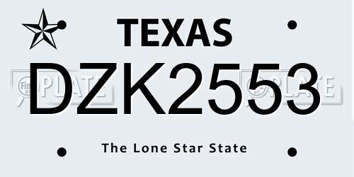 DZK2553 Texas License Plate