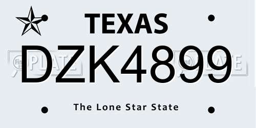 DZK4899 Texas License Plate