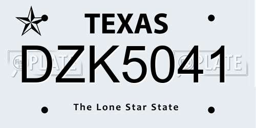 DZK5041 Texas License Plate