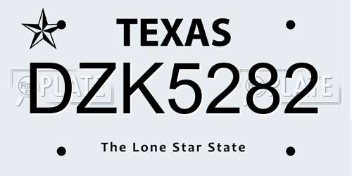 DZK5282 Texas License Plate