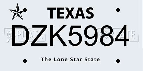 DZK5984 Texas License Plate