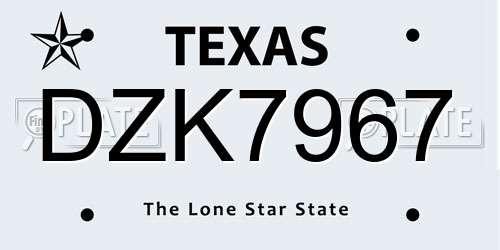 DZK7967 Texas License Plate
