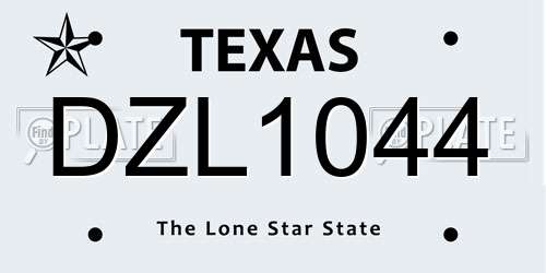 DZL1044 Texas License Plate