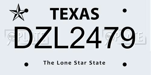 DZL2479 Texas License Plate