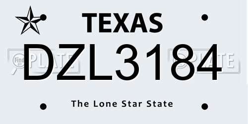 DZL3184 Texas License Plate
