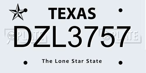 DZL3757 Texas License Plate