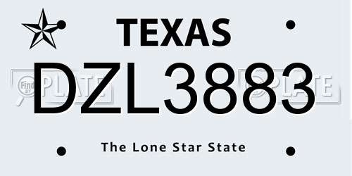 DZL3883 Texas License Plate