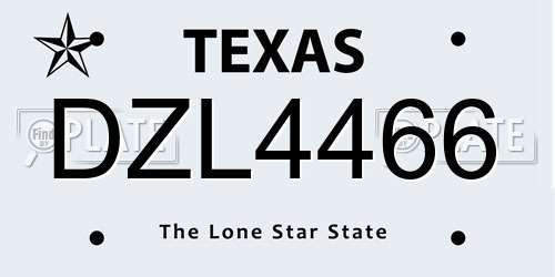 DZL4466 Texas License Plate