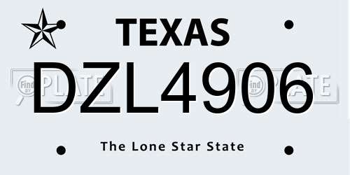 DZL4906 Texas License Plate