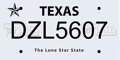 DZL5607 Texas License Plate