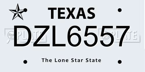 DZL6557 Texas License Plate