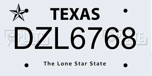 DZL6768 Texas License Plate