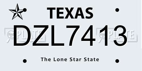DZL7413 Texas License Plate