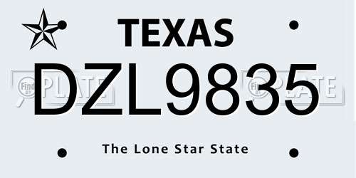 DZL9835 Texas License Plate