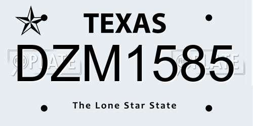 DZM1585 Texas License Plate