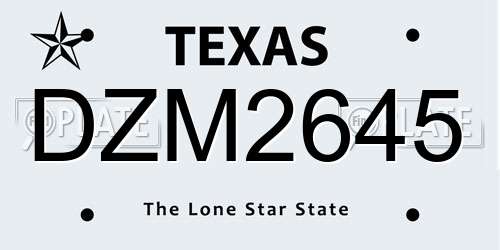 DZM2645 Texas License Plate