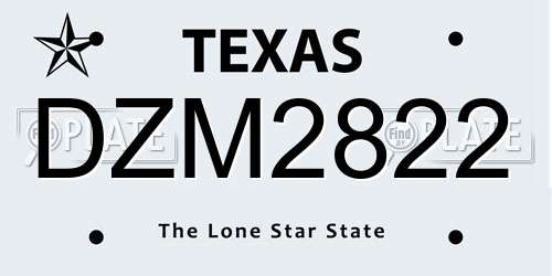 DZM2822 Texas License Plate